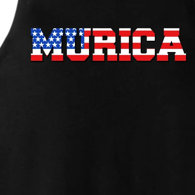 Limited Edition Murica Fourth of July USA Flag Ladies Tri-Blend Wicking Tank