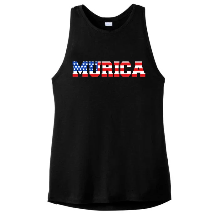 Limited Edition Murica Fourth of July USA Flag Ladies Tri-Blend Wicking Tank