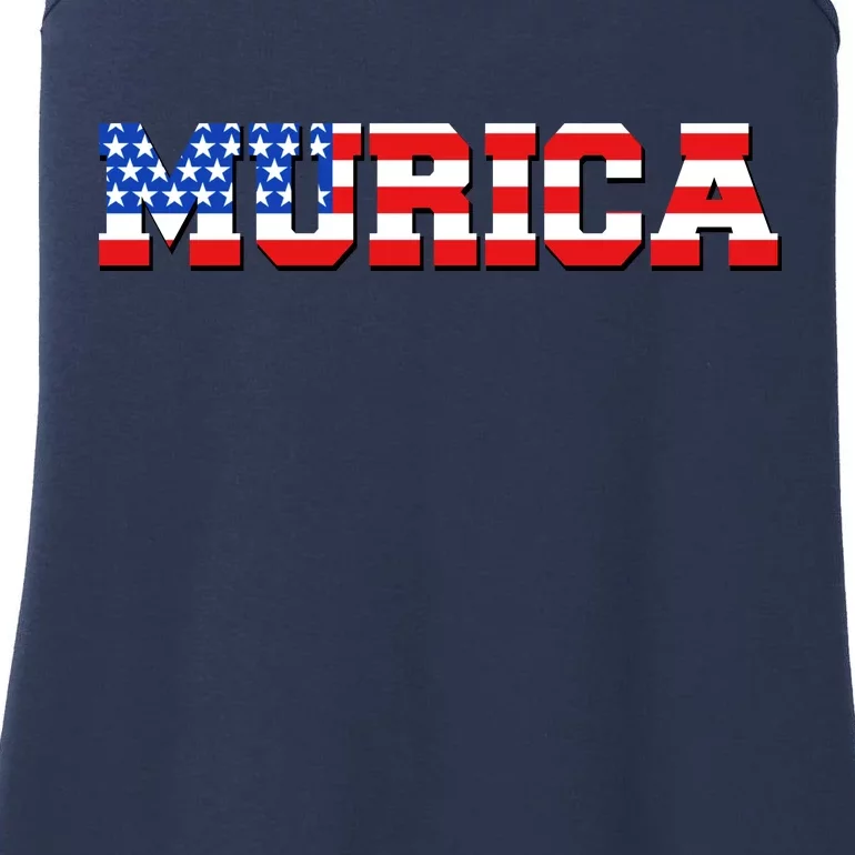 Limited Edition Murica Fourth of July USA Flag Ladies Essential Tank