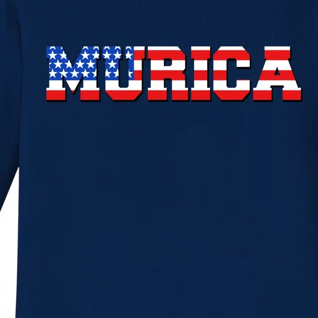 Limited Edition Murica Fourth of July USA Flag Baby Long Sleeve Bodysuit