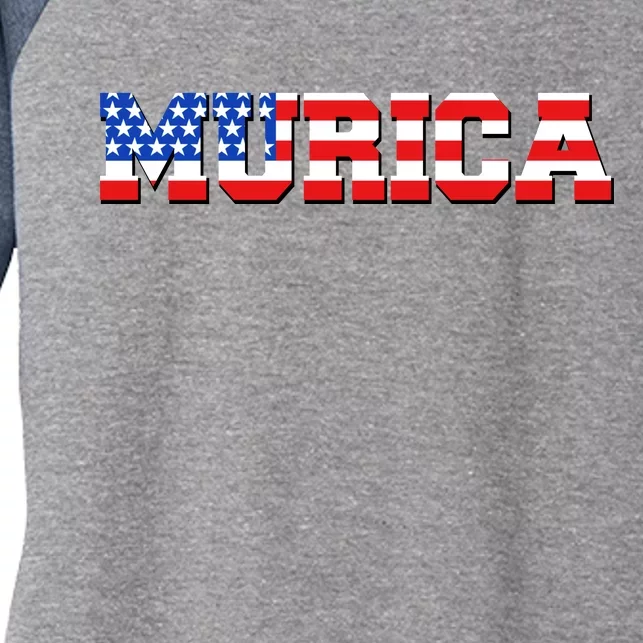 Limited Edition Murica Fourth of July USA Flag Women's Tri-Blend 3/4-Sleeve Raglan Shirt