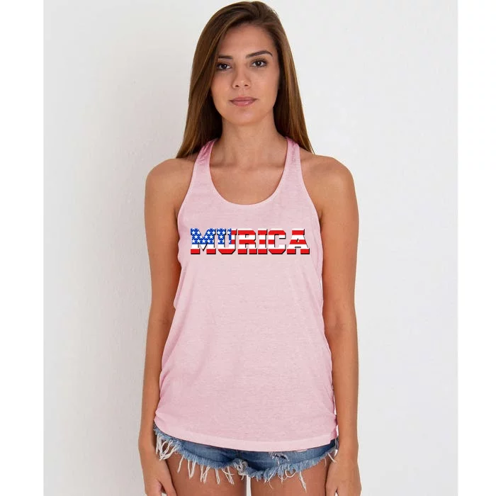 Limited Edition Murica Fourth of July USA Flag Women's Knotted Racerback Tank