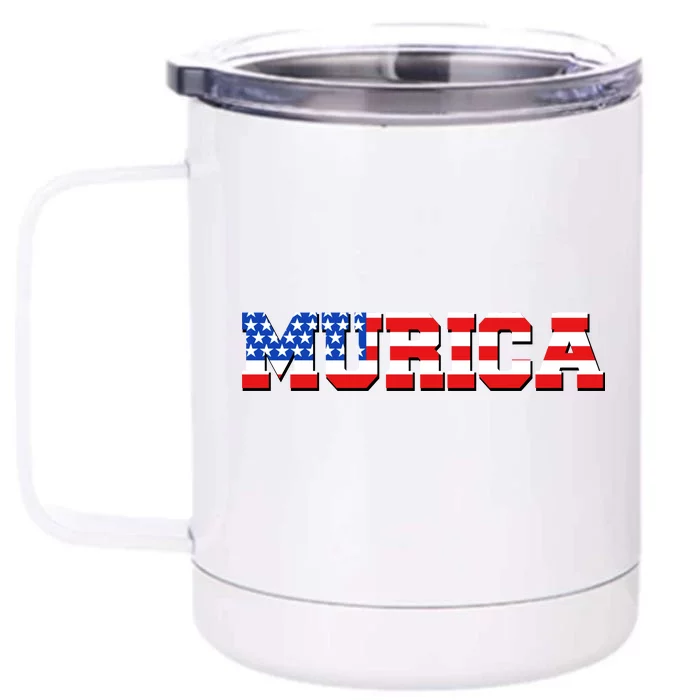 Limited Edition Murica Fourth of July USA Flag Front & Back 12oz Stainless Steel Tumbler Cup