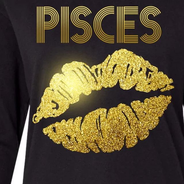 Limited Edition Pisces Zodiac Birthday Golden Lips Womens Cotton Relaxed Long Sleeve T-Shirt