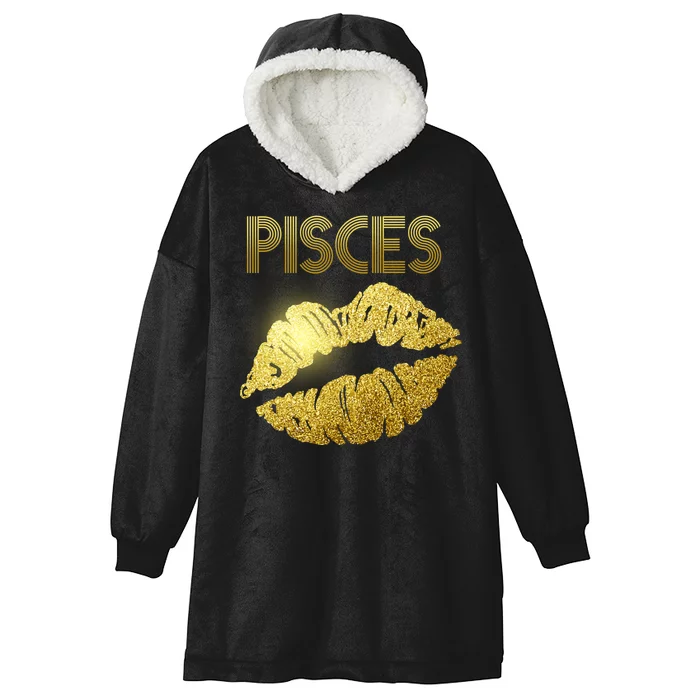 Limited Edition Pisces Zodiac Birthday Golden Lips Hooded Wearable Blanket