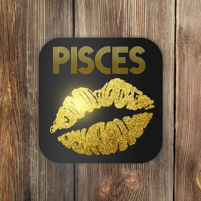 Limited Edition Pisces Zodiac Birthday Golden Lips Coaster