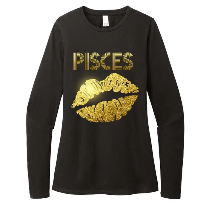 Limited Edition Pisces Zodiac Birthday Golden Lips Womens CVC Long Sleeve Shirt