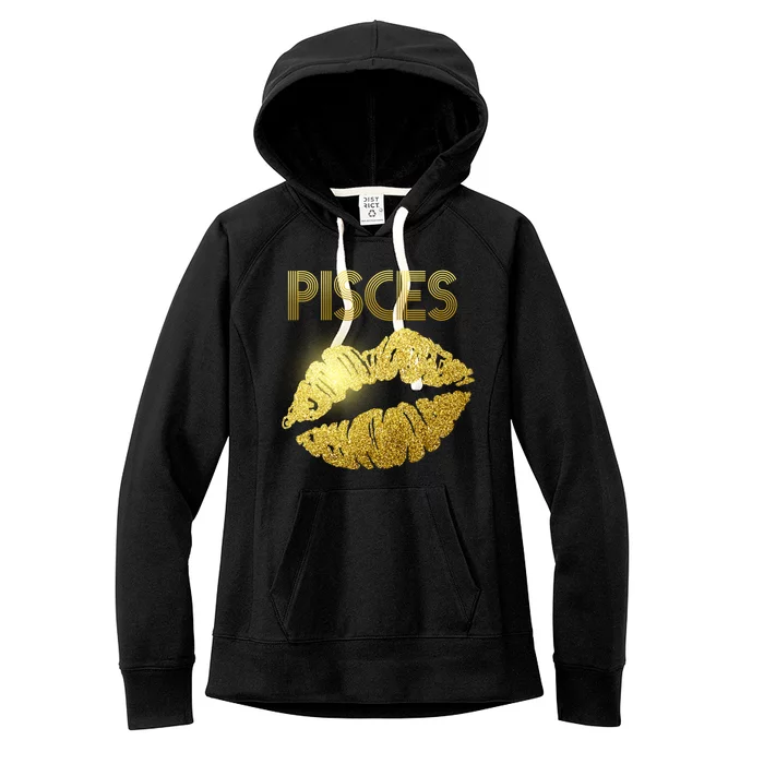 Limited Edition Pisces Zodiac Birthday Golden Lips Women's Fleece Hoodie