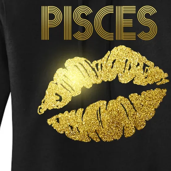 Limited Edition Pisces Zodiac Birthday Golden Lips Women's Pullover Hoodie