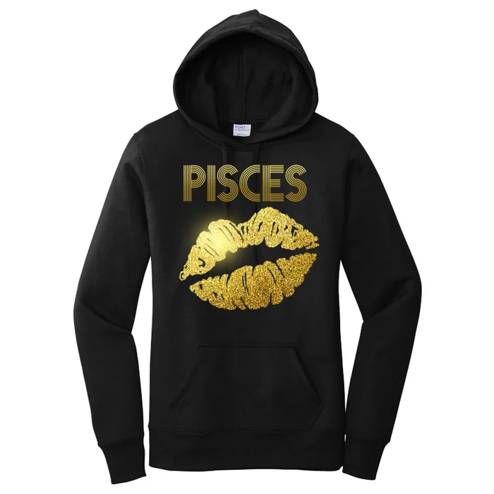 Limited Edition Pisces Zodiac Birthday Golden Lips Women's Pullover Hoodie