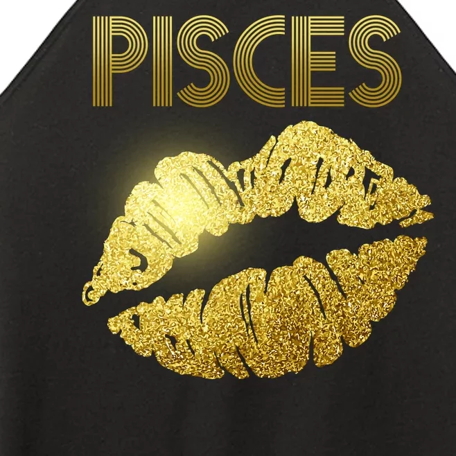 Limited Edition Pisces Zodiac Birthday Golden Lips Women’s Perfect Tri Rocker Tank