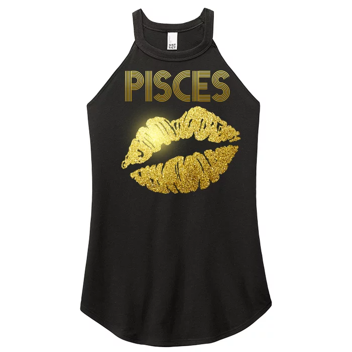 Limited Edition Pisces Zodiac Birthday Golden Lips Women’s Perfect Tri Rocker Tank