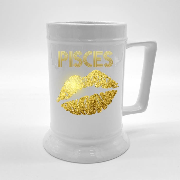 Limited Edition Pisces Zodiac Birthday Golden Lips Front & Back Beer Stein