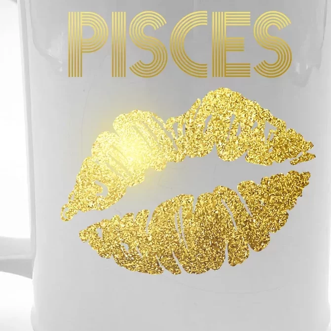 Limited Edition Pisces Zodiac Birthday Golden Lips Front & Back Beer Stein