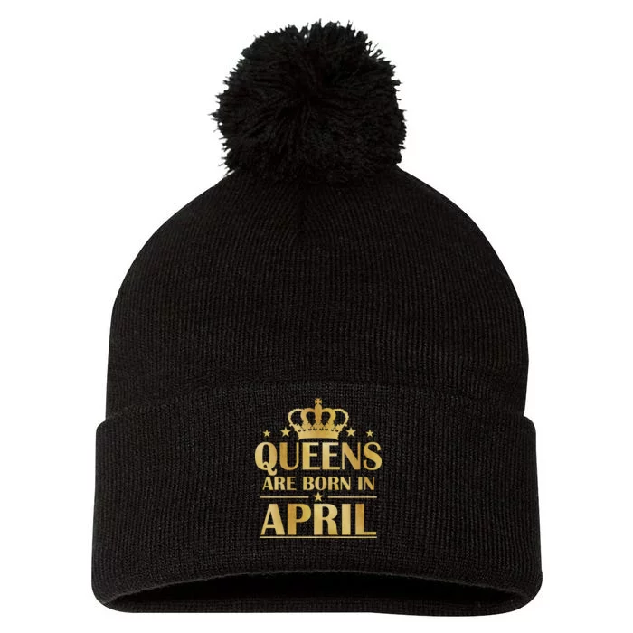 Limited Edition Queens Are Born In April Pom Pom 12in Knit Beanie