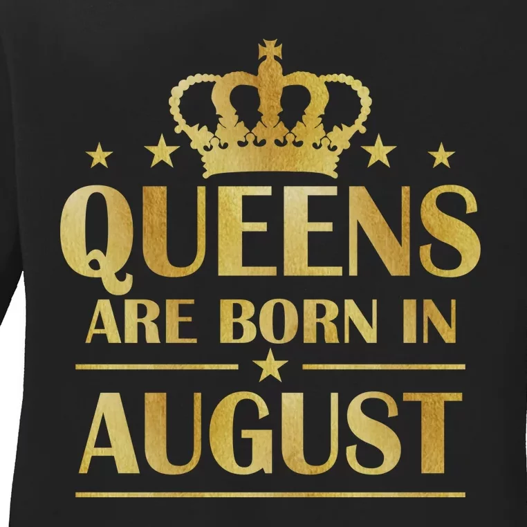 Limited Edition Queens Are Born In August Gold Print Ladies Long Sleeve Shirt