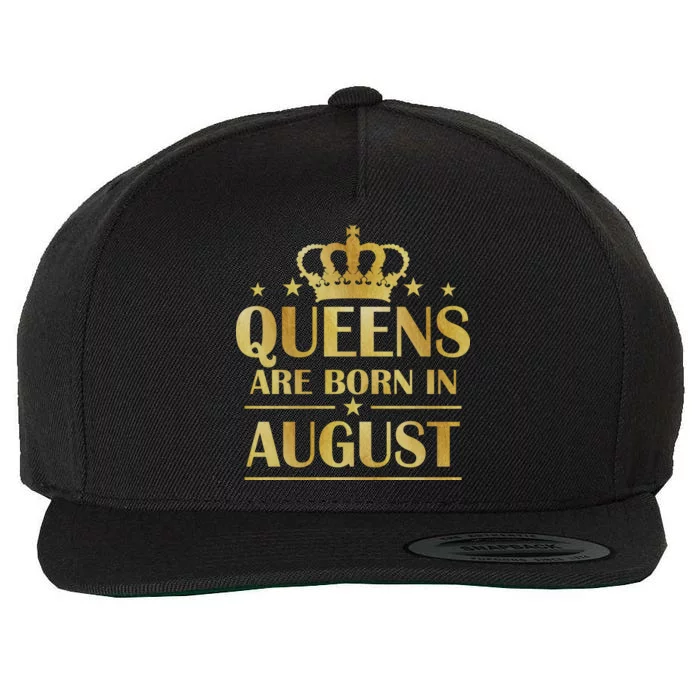 Limited Edition Queens Are Born In August Gold Print Wool Snapback Cap