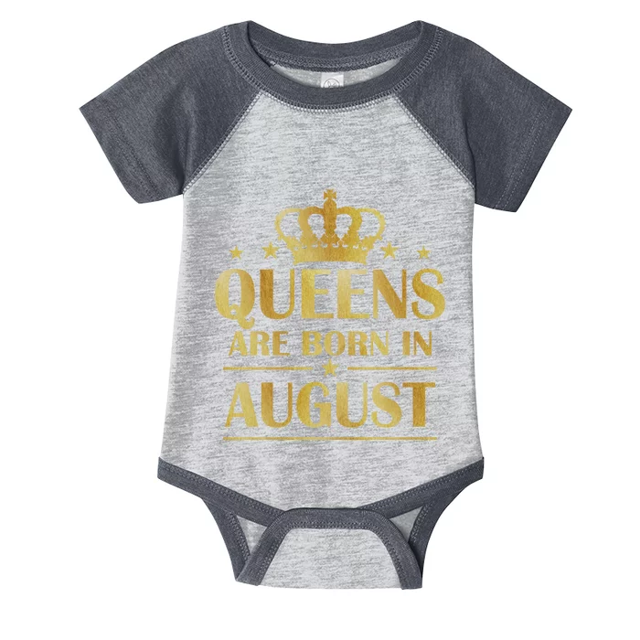 Limited Edition Queens Are Born In August Gold Print Infant Baby Jersey Bodysuit