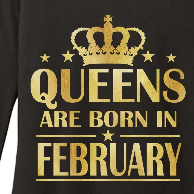 Limited Edition Queens Are Born In February Gold Print Womens CVC Long Sleeve Shirt