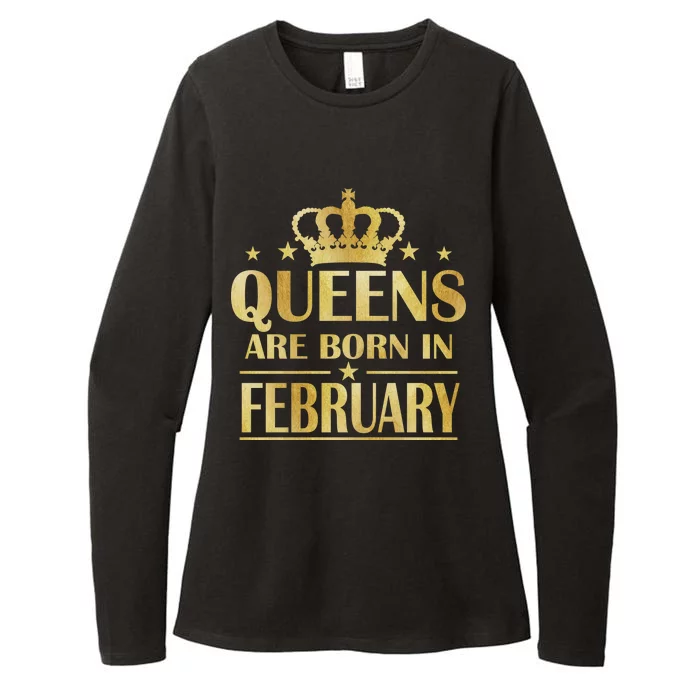 Limited Edition Queens Are Born In February Gold Print Womens CVC Long Sleeve Shirt