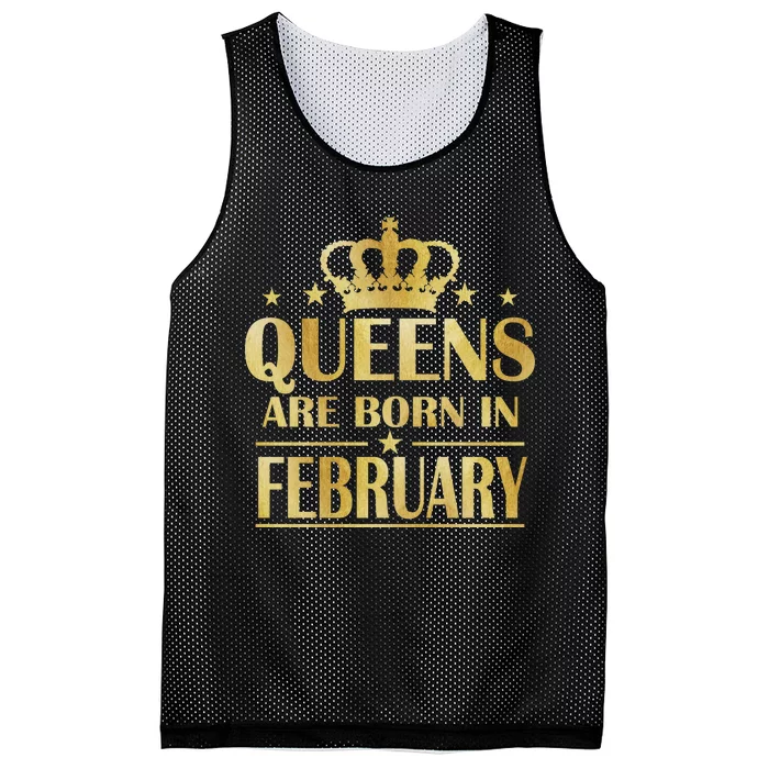 Limited Edition Queens Are Born In February Gold Print Mesh Reversible Basketball Jersey Tank