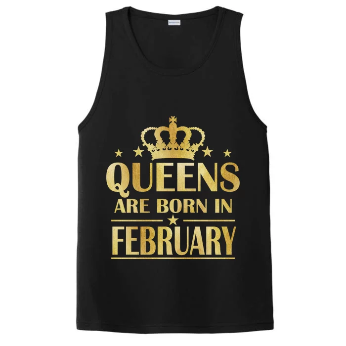 Limited Edition Queens Are Born In February Gold Print Performance Tank