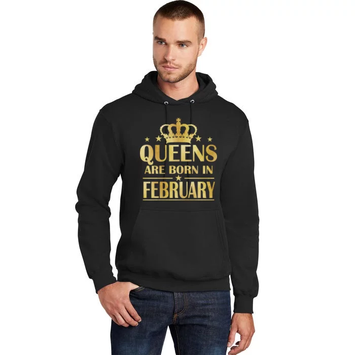 Limited Edition Queens Are Born In February Gold Print Tall Hoodie