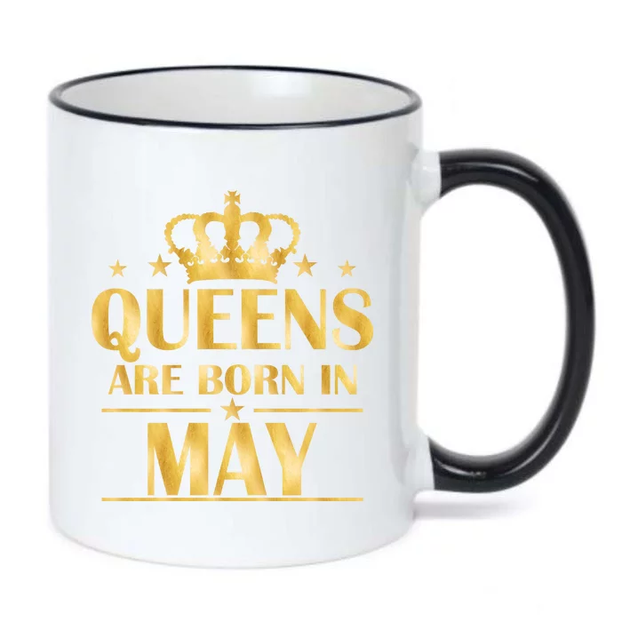 Limited Edition Queens Are Born In May Gold Print Black Color Changing Mug