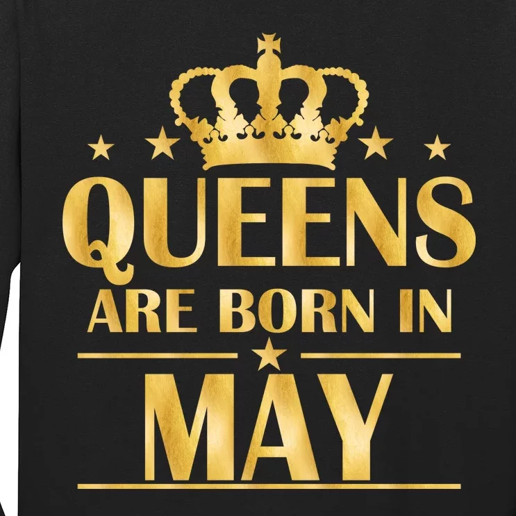 Limited Edition Queens Are Born In May Gold Print Long Sleeve Shirt