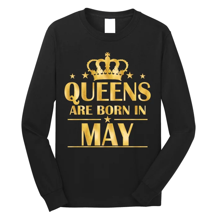 Limited Edition Queens Are Born In May Gold Print Long Sleeve Shirt