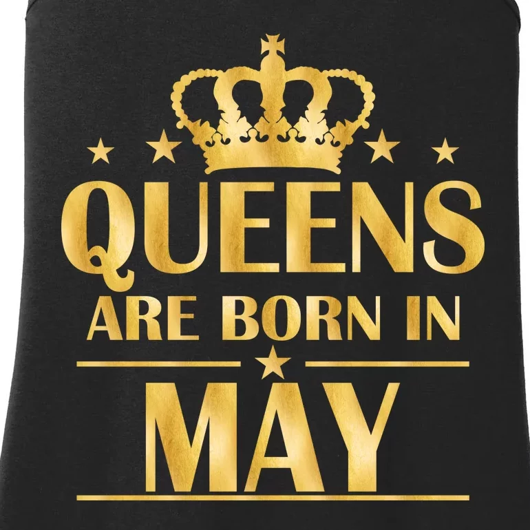 Limited Edition Queens Are Born In May Gold Print Ladies Essential Tank