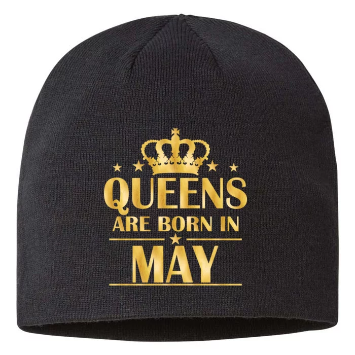 Limited Edition Queens Are Born In May Gold Print 8 1/2in Sustainable Knit Beanie