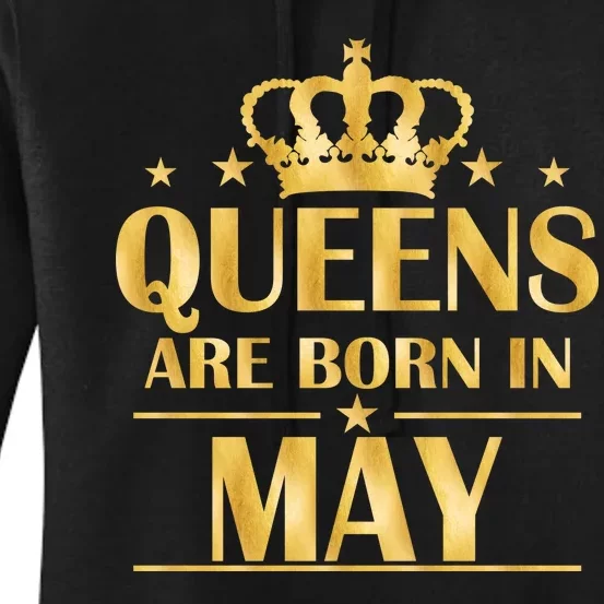 Limited Edition Queens Are Born In May Gold Print Women's Pullover Hoodie