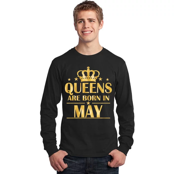 Limited Edition Queens Are Born In May Gold Print Tall Long Sleeve T-Shirt