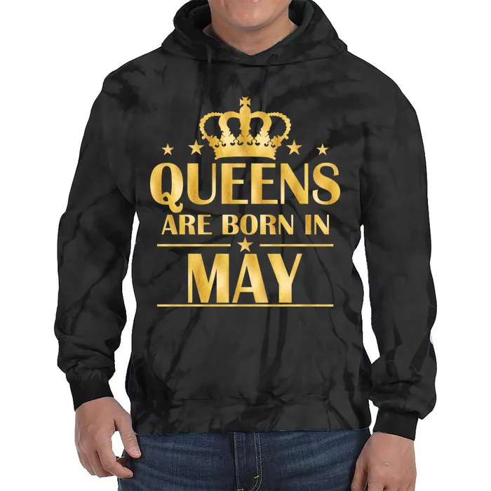 Limited Edition Queens Are Born In May Gold Print Tie Dye Hoodie