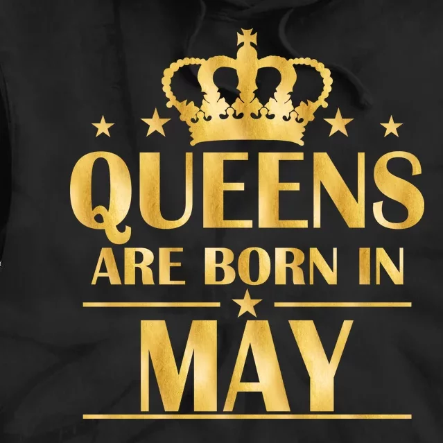 Limited Edition Queens Are Born In May Gold Print Tie Dye Hoodie