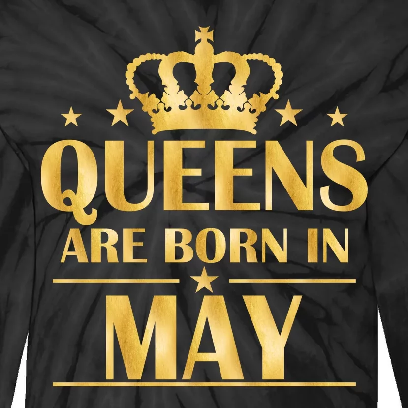 Limited Edition Queens Are Born In May Gold Print Tie-Dye Long Sleeve Shirt