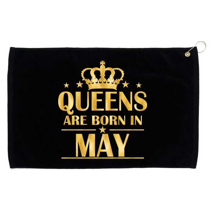 Limited Edition Queens Are Born In May Gold Print Grommeted Golf Towel