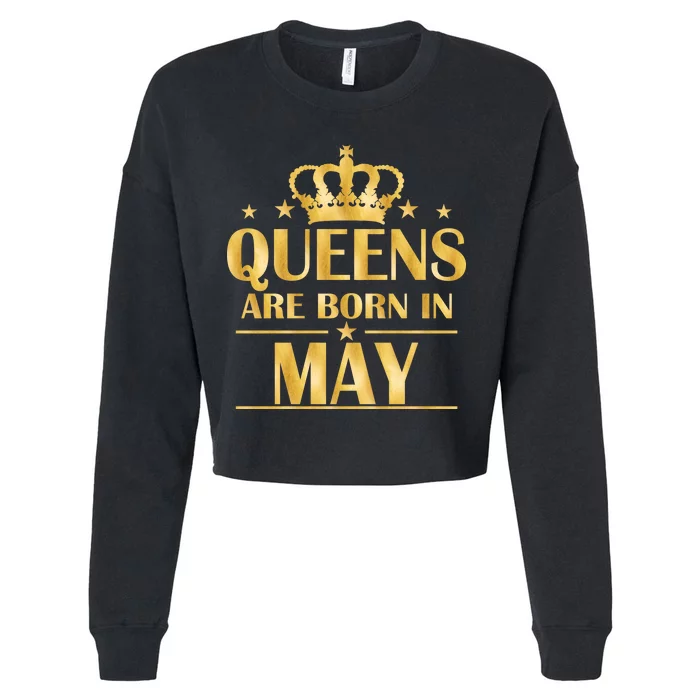 Limited Edition Queens Are Born In May Gold Print Cropped Pullover Crew