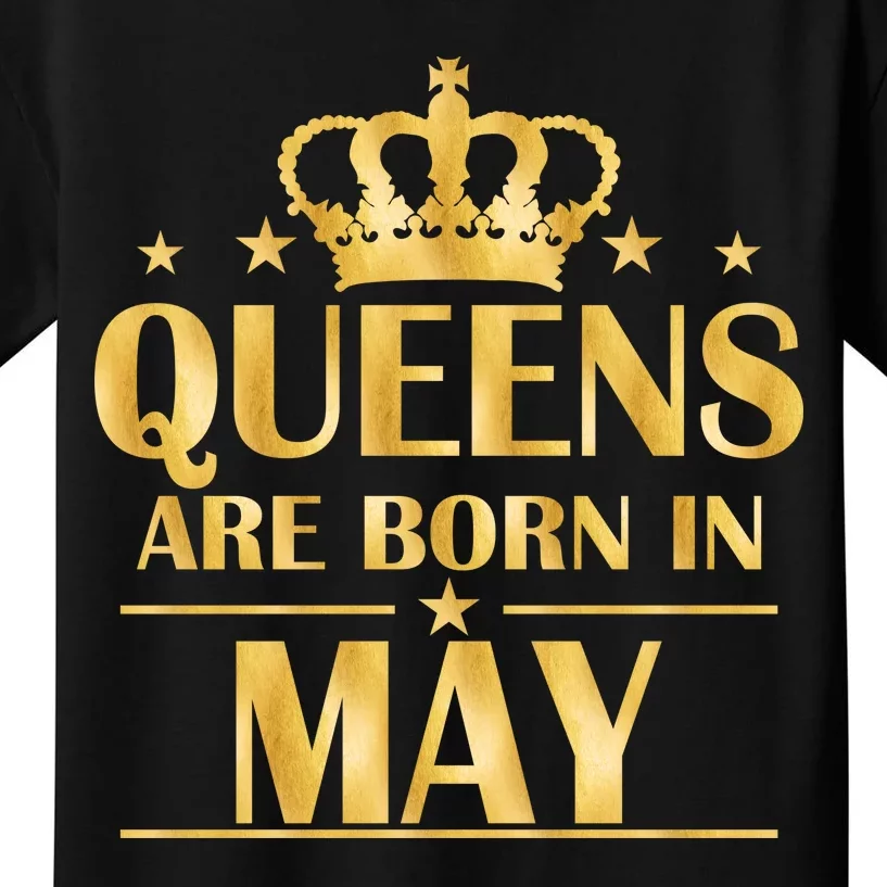 Limited Edition Queens Are Born In May Gold Print Kids T-Shirt