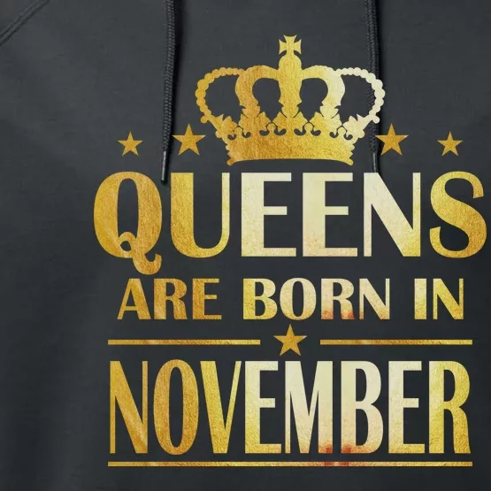 Limited Edition Queens Are Born In November Print Performance Fleece Hoodie