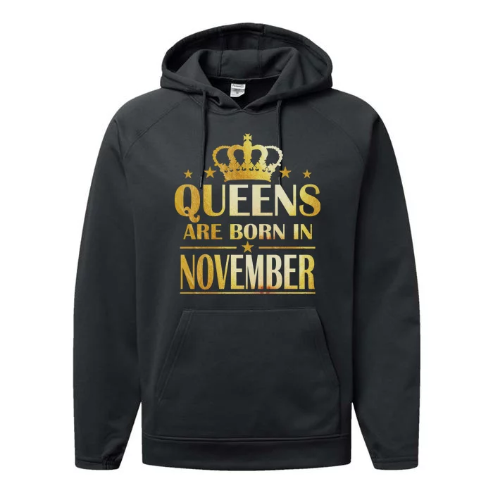 Limited Edition Queens Are Born In November Print Performance Fleece Hoodie