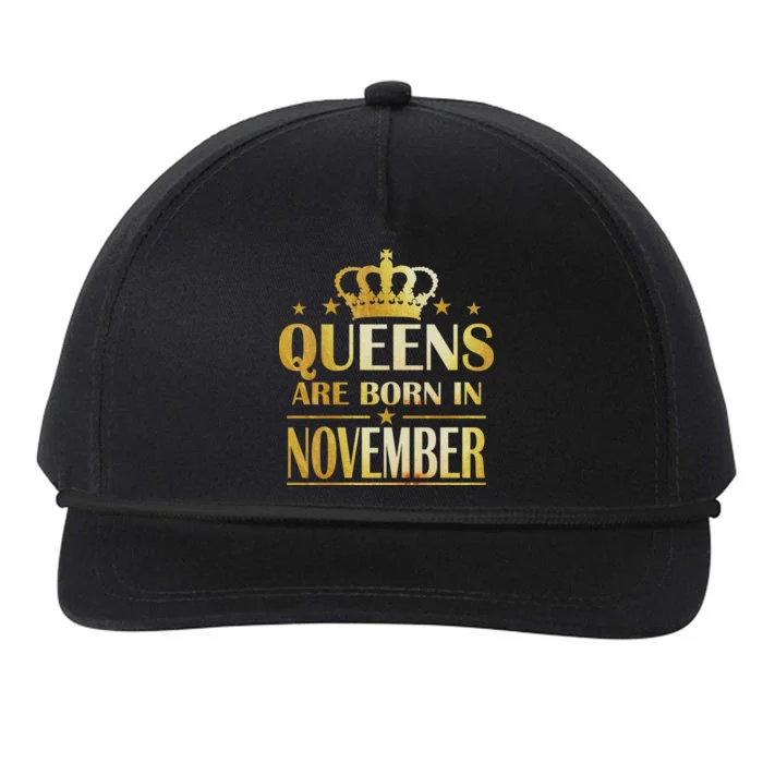 Limited Edition Queens Are Born In November Print Snapback Five-Panel Rope Hat