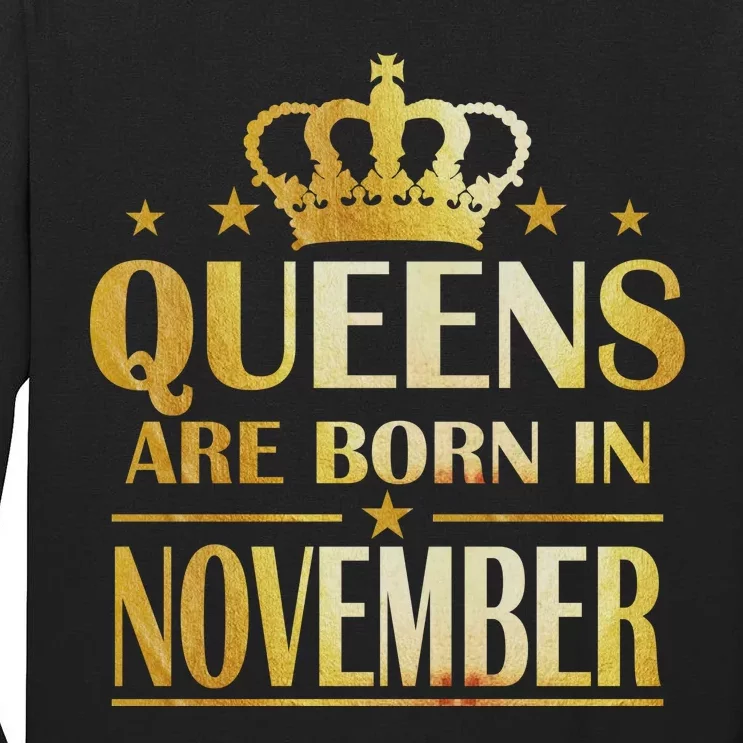 Limited Edition Queens Are Born In November Print Tall Long Sleeve T-Shirt