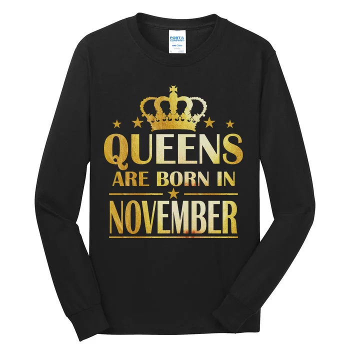 Limited Edition Queens Are Born In November Print Tall Long Sleeve T-Shirt