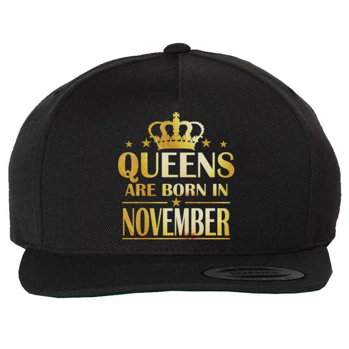 Limited Edition Queens Are Born In November Print Wool Snapback Cap