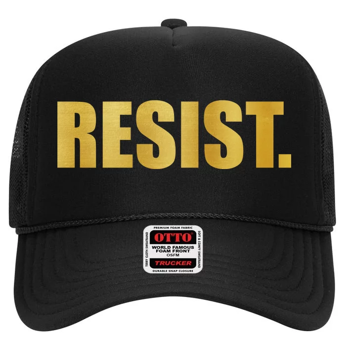 Limited Edition Resist Gold Print High Crown Mesh Trucker Hat