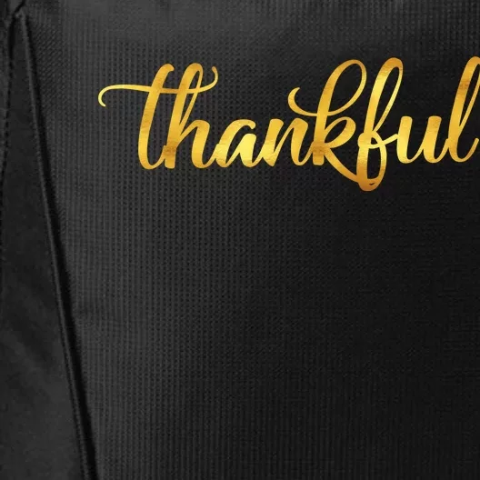 Limited Edition Thankful Thanksgiving Gold Print City Backpack