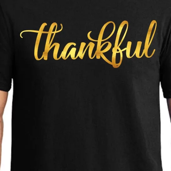 Limited Edition Thankful Thanksgiving Gold Print Pajama Set