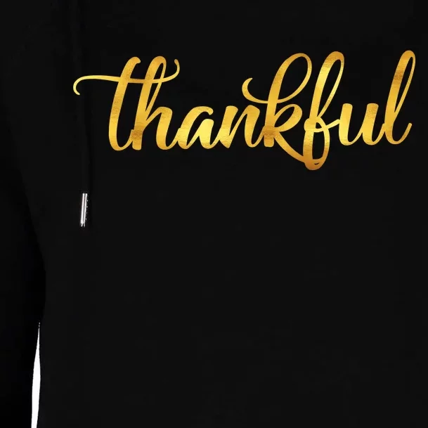 Limited Edition Thankful Thanksgiving Gold Print Womens Funnel Neck Pullover Hood